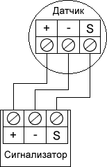 Электрическая схема подключения линейного датчика газа WPD/CAL